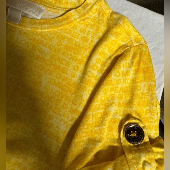 Michael Kohr yellow short sleeve with peace love logo print - Picture 2 of 4